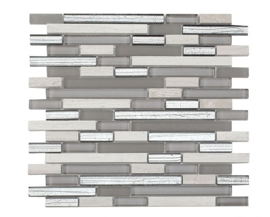 Elysium Tiles Inga Silver 12''x 12'' Mosaic Tiles