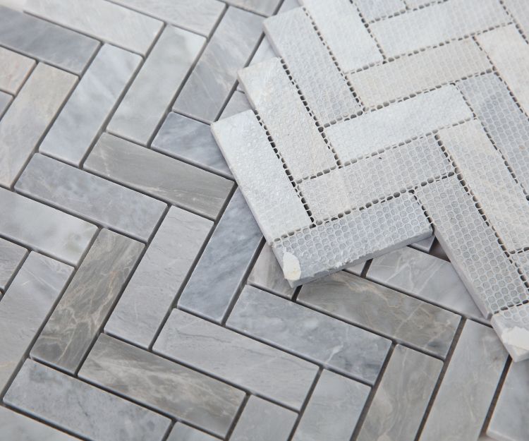 Elysium Tiles Herringbone Italian Grey 11'' x 12.5'' Mosaic Tiles