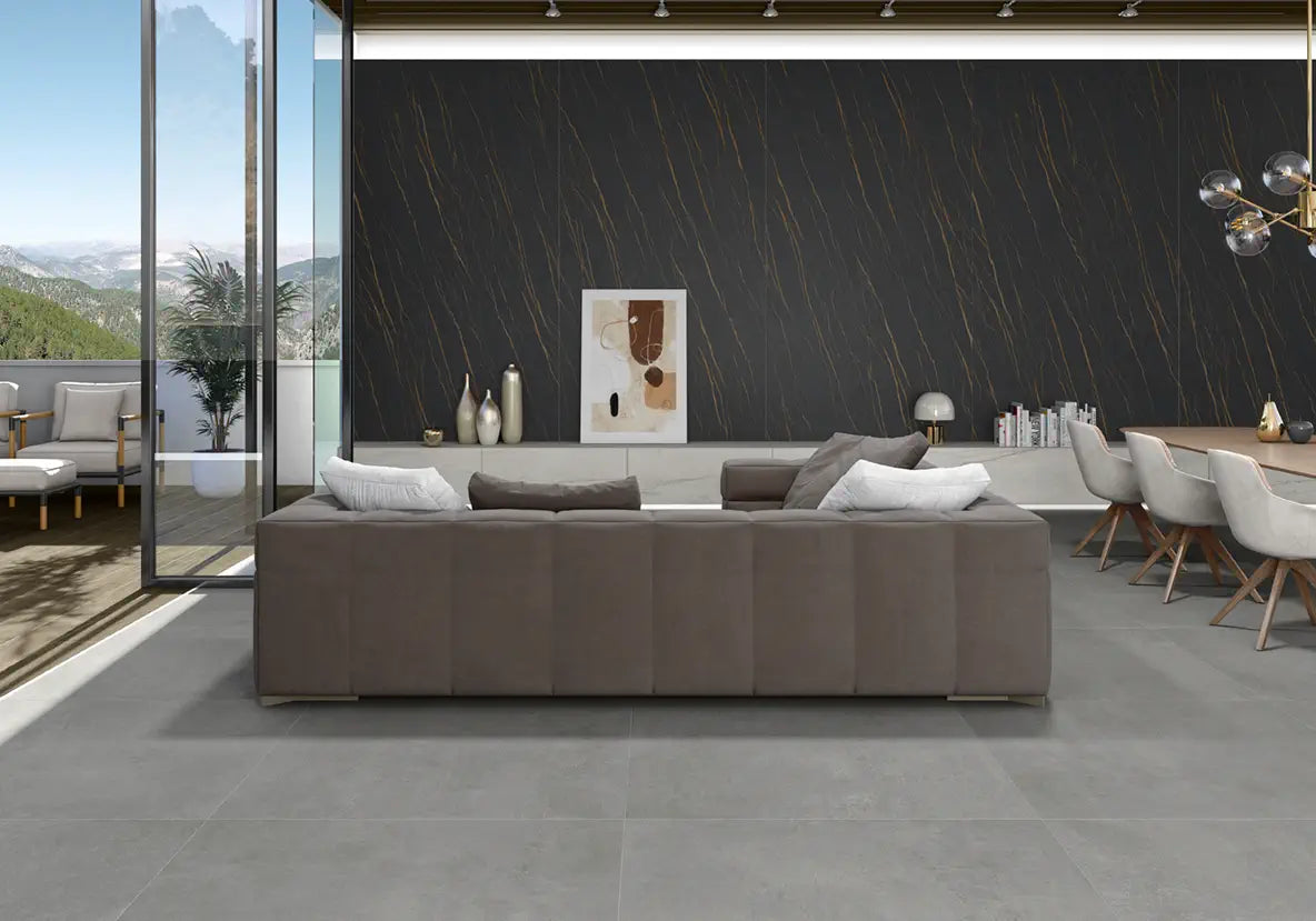 Ascale Laurent Black  127''x63'' 12 mm  Polished Porcelain Slab