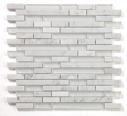 Elysium Tiles Linear Carrara White 11.75''x 12'' Mosaic Tiles