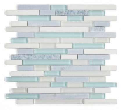 Elysium Tiles Linear Crystal Ocean 11.75'' x 11.75'' Mosaic Tiles