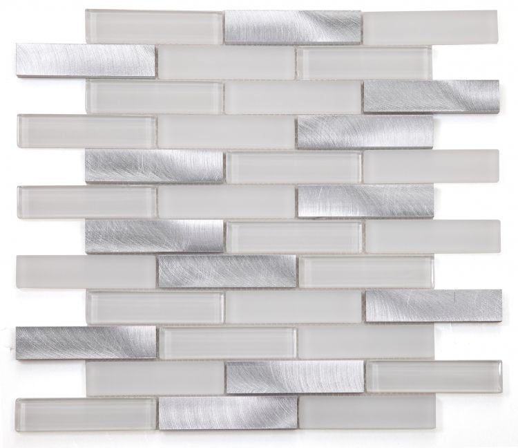 Elysium Tiles Linear Aluminum 11.75''x 11.75'' Mosaic Tiles