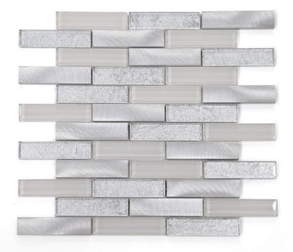 Elysium Tiles Linear Metallic Silver 11.75''x 11.75 Mosaic Tiles