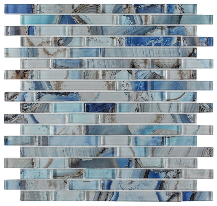 Elysium Tiles Linear Shell Blue 11.75''x 12'' Mosaic Tiles