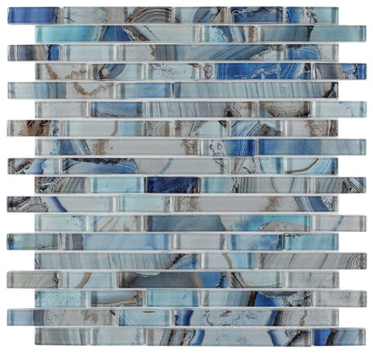 Elysium Tiles Linear Shell Blue 11.75''x 12'' Mosaic Tiles