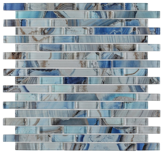 Elysium Tiles Linear Shell Blue 11.75''x 12'' Mosaic Tiles