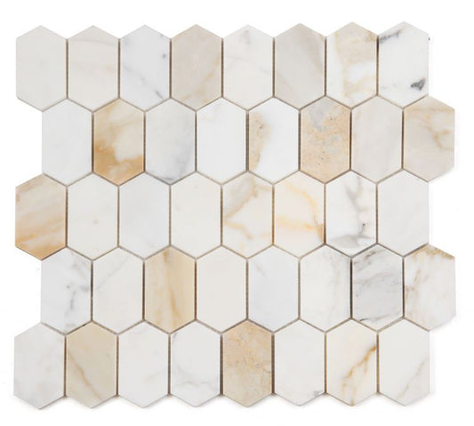 Elysium Tiles Montage Calacatta Gold Polished 12.50''x 13.25'' Mosaic Tiles