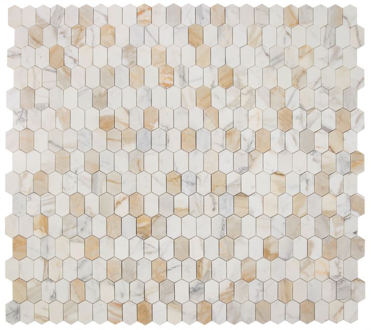 Elysium Tiles Montage Calacatta Gold Polished 12.50''x 13.25'' Mosaic Tiles