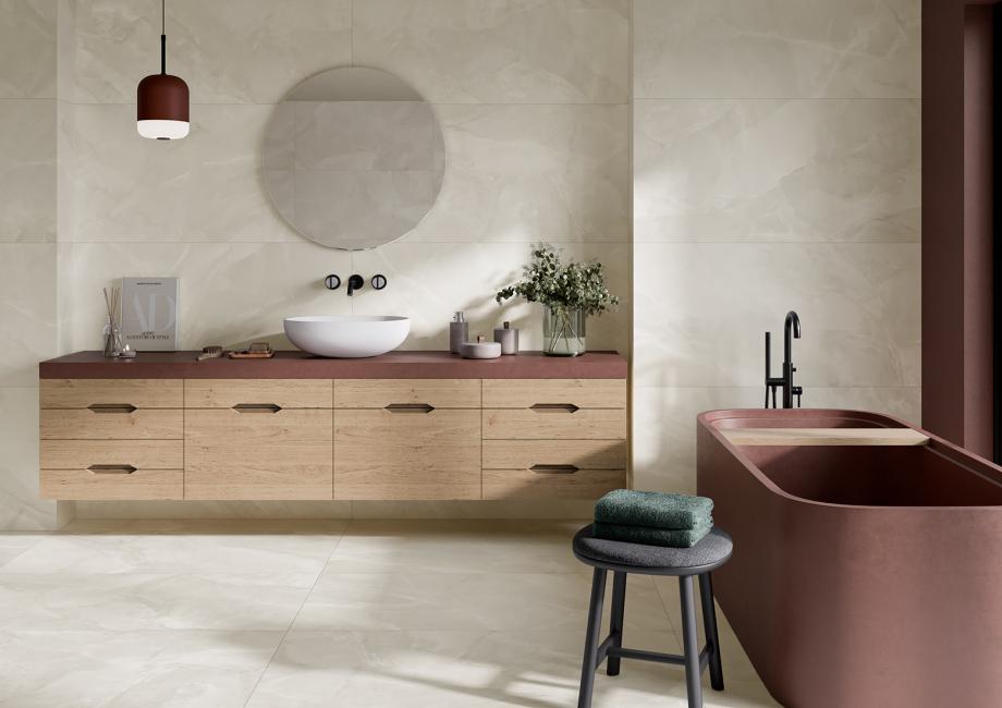 European Porcelain and Ceramics Onice Cream 48'' x 48'' Polished Porcelain Tile