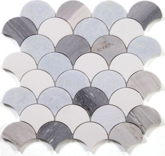 Elysium Tiles Dragon Scale Deep Ocean 12'' x 12'' Mosaic Tiles