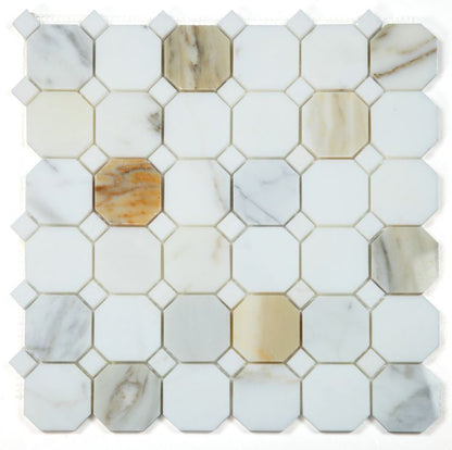 Elysium Tiles Octagon Calacatta Gold 11.75'' x 11.75'' Mosaic Tiles