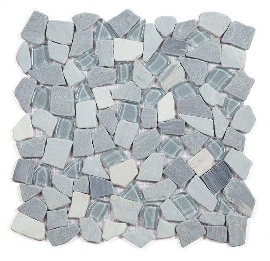 Elysium Tiles Pebble Blue 12'' x 12'' Mosaic Tiles