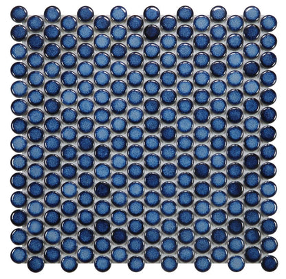 Elysium Tiles Penny Round Blue 11.50''x11.50'' Mosaic Tiles