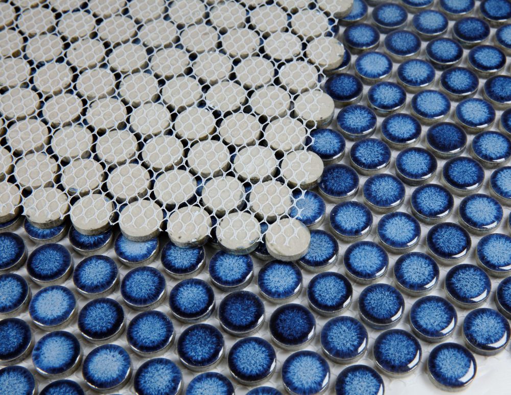 Elysium Tiles Penny Round Blue 11.50''x11.50'' Mosaic Tiles