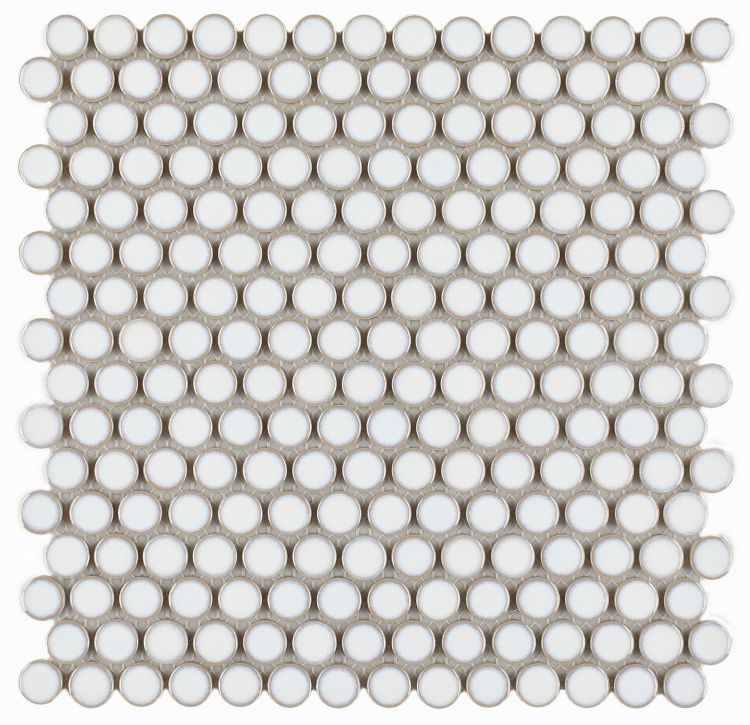 Elysium Tiles Penny Round Fancy White 11.50''x 11.50'' Mosaic Tiles