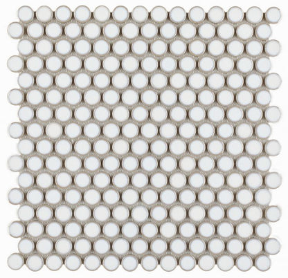 Elysium Tiles Penny Round Fancy White 11.50''x 11.50'' Mosaic Tiles