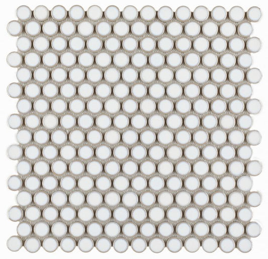 Elysium Tiles Penny Round Fancy White 11.50''x 11.50'' Mosaic Tiles