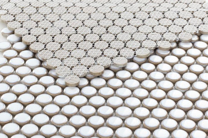 Elysium Tiles Penny Round Fancy White 11.50''x 11.50'' Mosaic Tiles