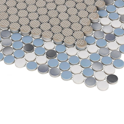 Elysium Tiles Penny Round Sky 11.50''x 12.25'' Mosaic Tiles