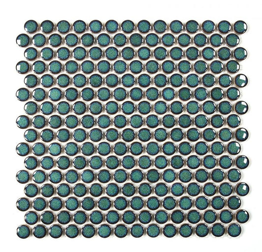 Elysium Tiles Penny Round Turquoise 11.50'' x 11.50'' Mosaic Tiles