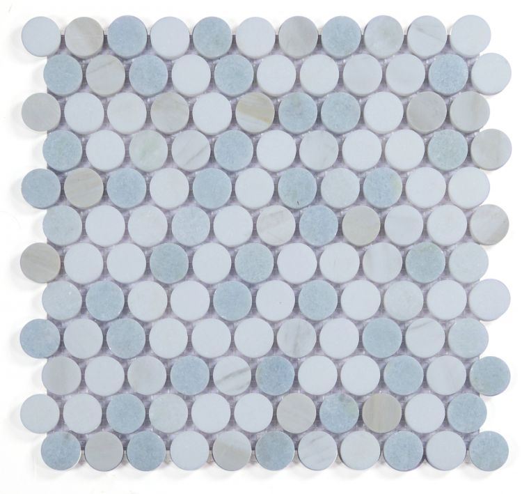 Elysium Tiles Penny Marble Sky 11''x 11.75'' Mosaic Tiles