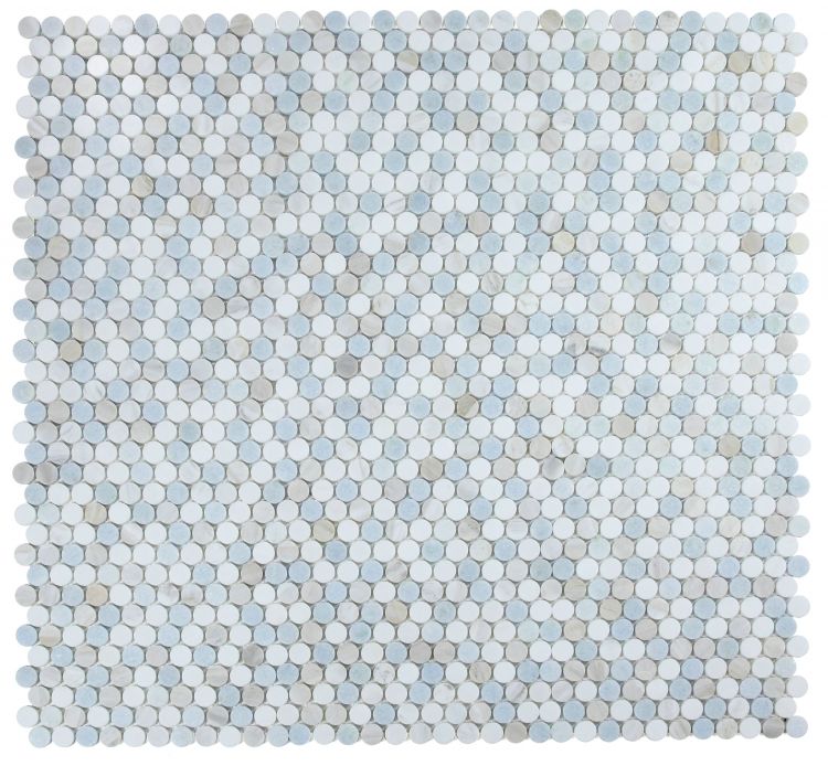 Elysium Tiles Penny Marble Sky 11''x 11.75'' Mosaic Tiles