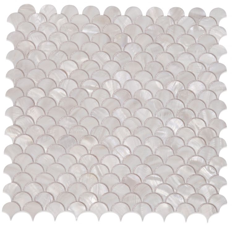 Elysium Tiles Pearl White Scale 11.75 x 11.75 Mosaic Tiles