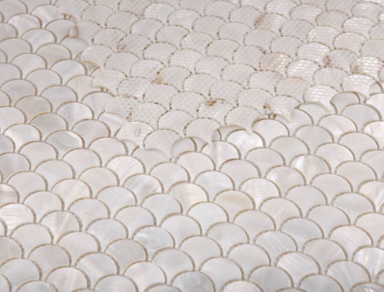 Elysium Tiles Pearl White Scale 11.75 x 11.75 Mosaic Tiles