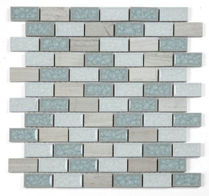 Elysium Tiles Swiss Blue Brick 11.75''x11.75'' Mosaic Tile