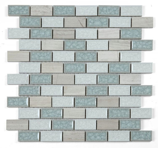 Elysium Tiles Swiss Blue Brick 11.75''x11.75'' Mosaic Tile