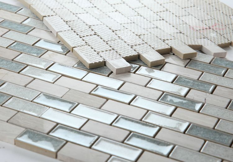 Elysium Tiles Swiss Blue Brick 11.75''x11.75'' Mosaic Tile