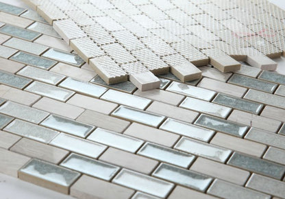 Elysium Tiles Swiss Blue Brick 11.75''x11.75'' Mosaic Tile