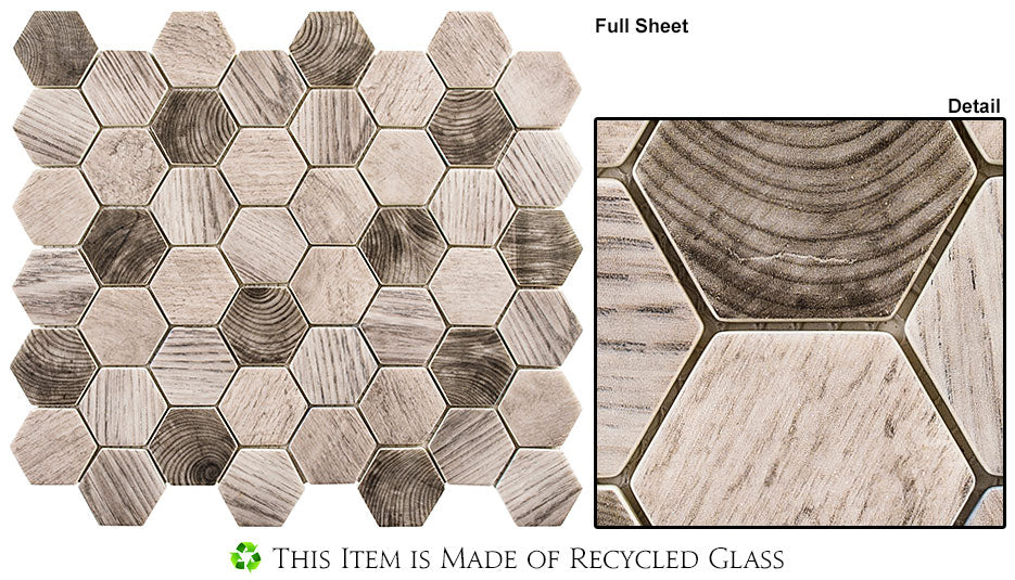 Glazzio Tiles Woodland Series|12 7/8'' x 11 1/8'' | Tawny Oak |Mosaic Tiles