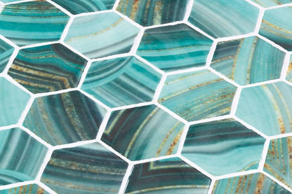 Elysium Tiles Vanguard Hex XL Onyx Teal 11.25 x 11.25 Mosaic Tiles