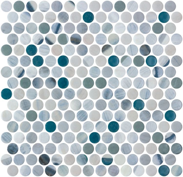 Elysium Tiles Vanguard Penny Bluish Grey 11.25''x 11.25'' Mosaic Tiles