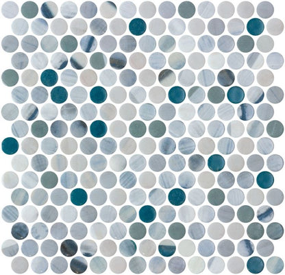 Elysium Tiles Vanguard Penny Bluish Grey 11.25''x 11.25'' Mosaic Tiles