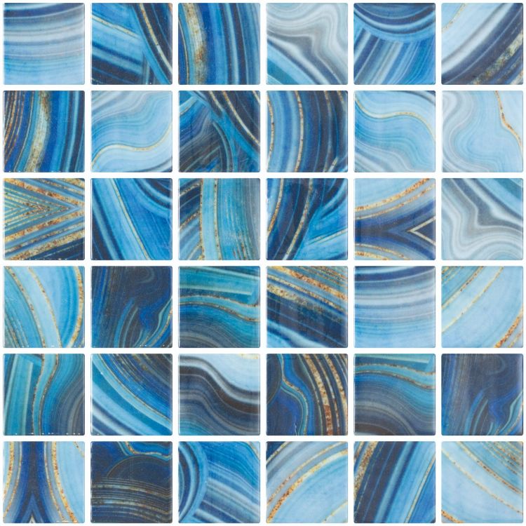 Elysium Tiles Vanguard Penta Onyx Blue 12.25'' x 12.25'' Mosaic Tiles