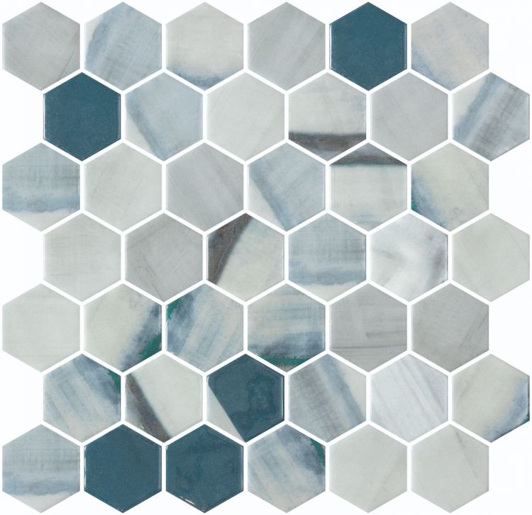 Elysium Tiles Vanguard Hex XL Bluish Grey 11.25'' x 11.25'' Mosaic Tiles