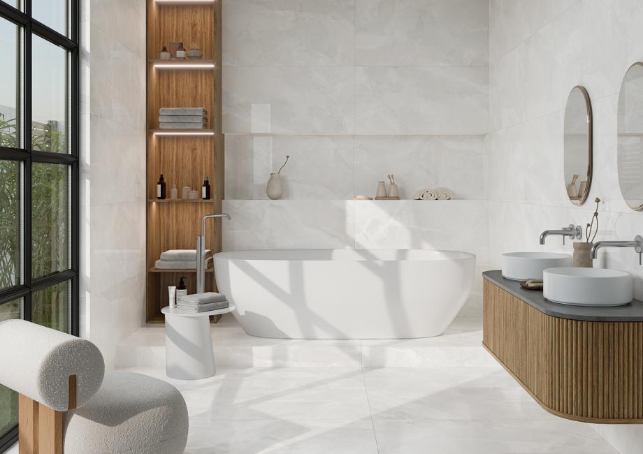 European Porcelain and Ceramics Onice White 48'' x 48'' Polished Porcelain Tile