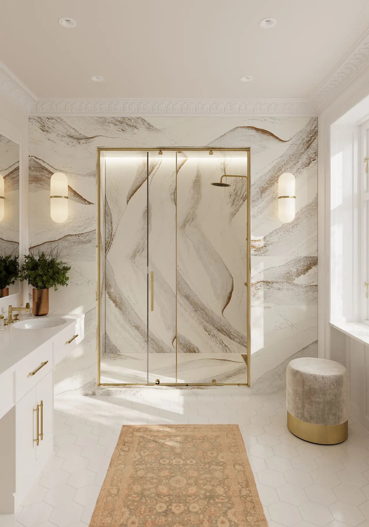 Cambria Windsor Brass 132''x 65.5'' 2 cm Polished Quartz Slab